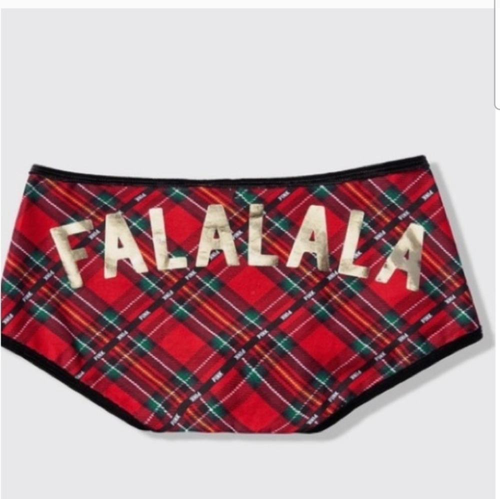 New VICTORIA'S SECRET PINK CHRISTMAS RED PLAID boyshort